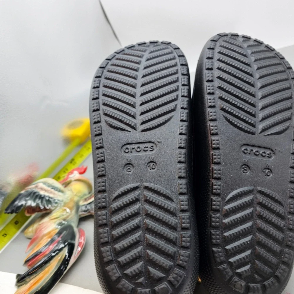 Crocs Classic Slide Sandals Black Mens 8 Womens 10 Comfort Water Shoes